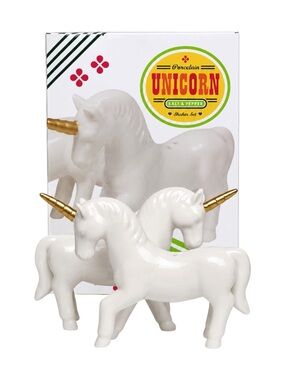 UNICORN PORCELAIN SALT PEPPER SHAKER SET - BRAND NEW IN BOX